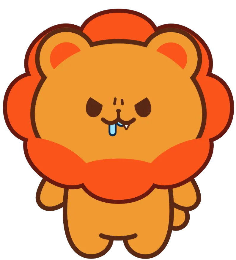 주황색 사자 캐릭터 춘봉